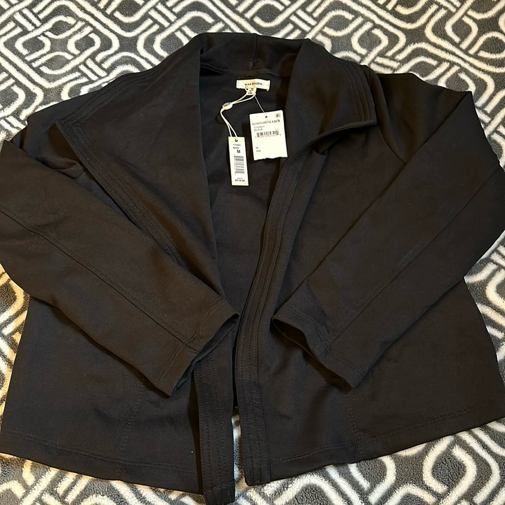 Max Studio Womens Black Scuba Short Jacket Medium